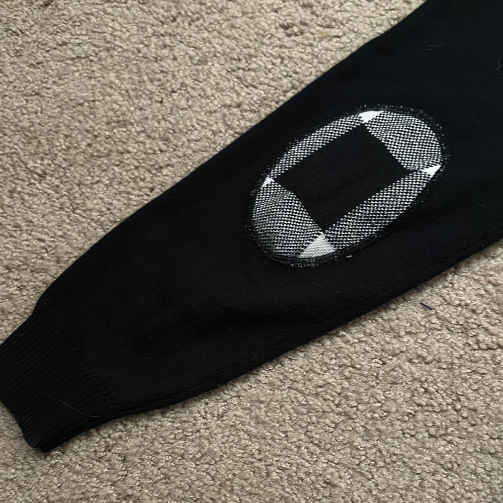 Stacy Adams Mens 1/4 Zip Mock Neck Pullover Sweater Black Gray Checkered Size L - Picture 4 of 6